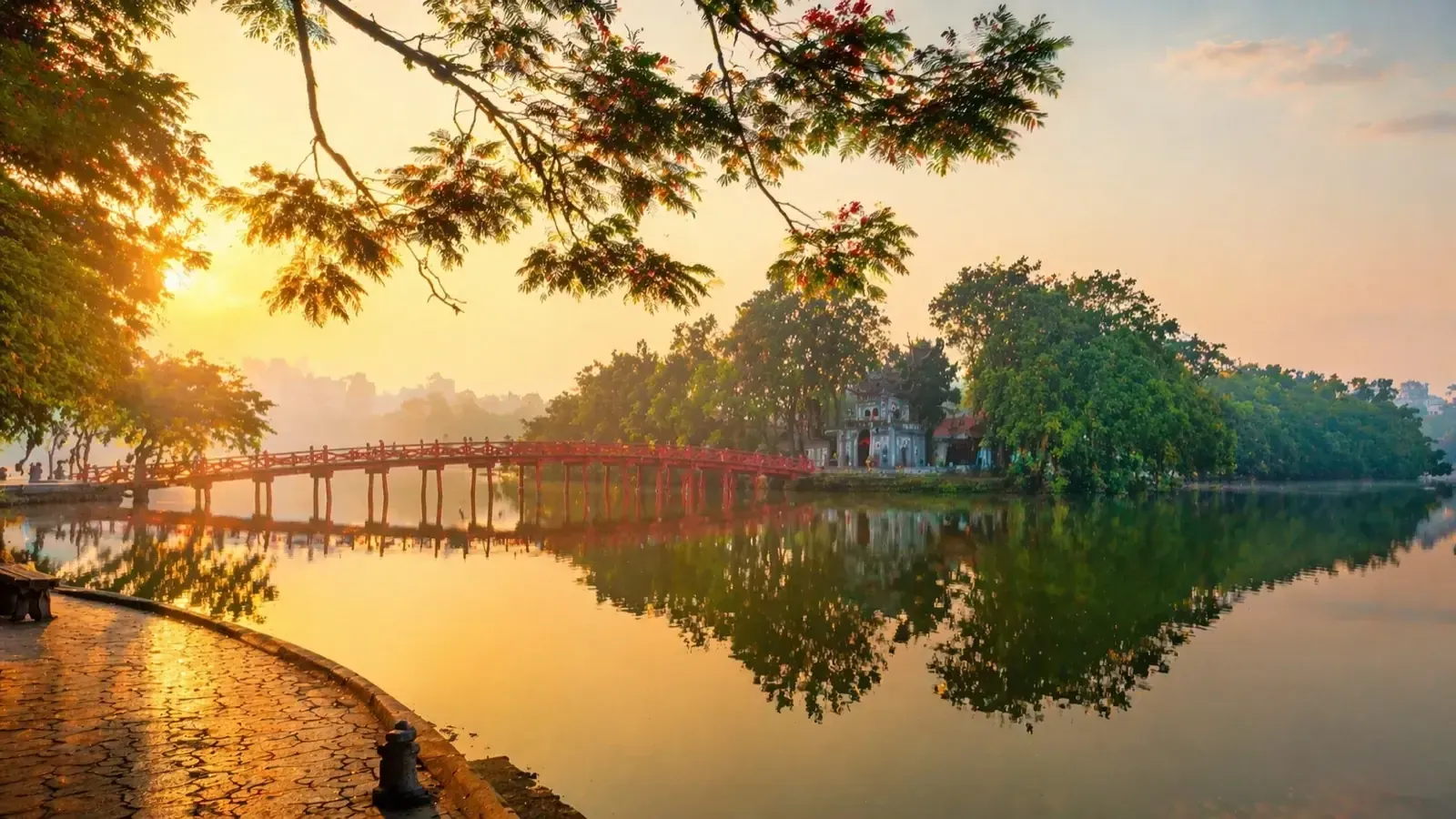 Hoan Kiem Lake in Hanoi at first light — the heart of a short northern trip
