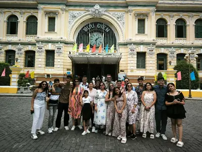 Bliss Tourism guests on tour — Saigon Central Post Office, Ho Chi Minh City, Vietnam